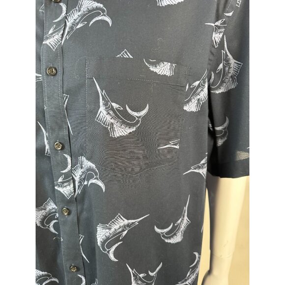 Old Navy Mens Classic Shirt XXL Slim Fit Navy With SailFish Print Cotton - Picture 11 of 16